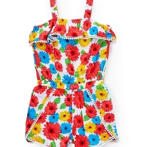 Girls Lace and Embroidered Romper